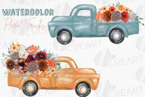 Autumn Colors Flower Pickup Trucks Decor Graphics