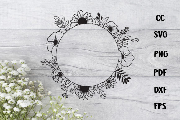 Flower Frame Svg, Flower Round Frame Graphics