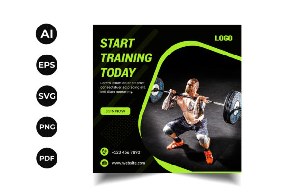 Gym Social Media Post: Graphics and Web Templates