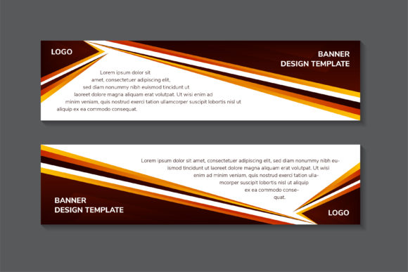 Horizontal Banner Brown Orange Graphics