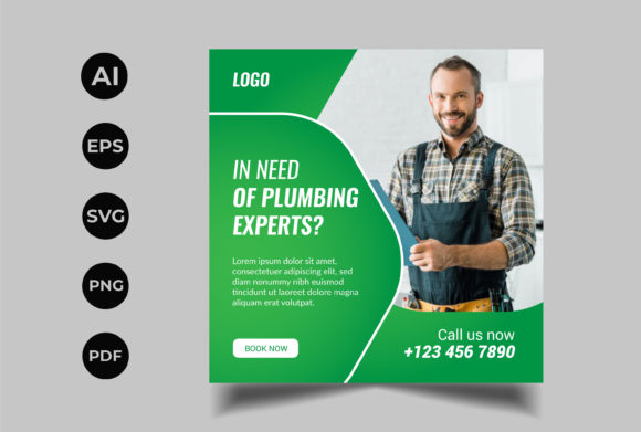 Plumbing Service Social Media Post Graphics & Web Templates