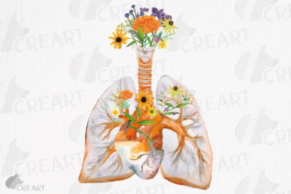 Prairie Flowers Anatomical Lungs Heart