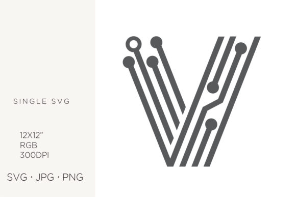 Tech Monogram: Digital Initial Letter V — Graphics & Icons