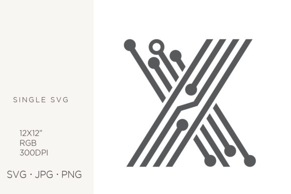 Tech Monogram Graphics: Digital Initial Letter X Icons