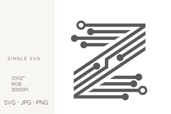 Tech Monogram Graphics: Digital Initial Z Icons