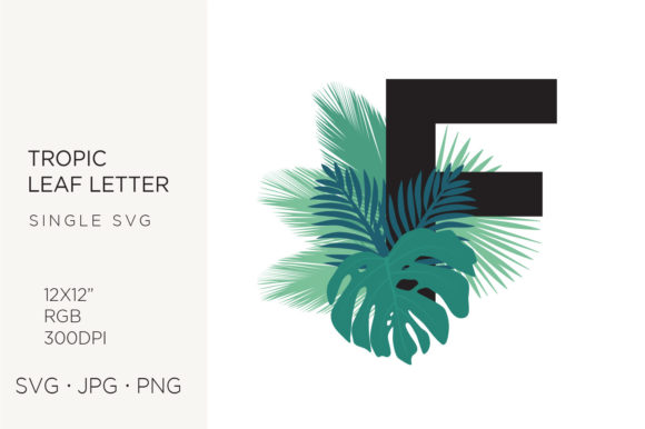 Tropic Leaves, Palm Leaf Letter F Graphics & Icons