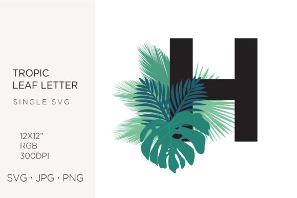 Tropic Leaves, Palm Leaf Letter H: Tropical Icons & Graphics