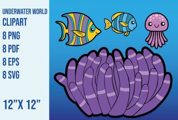 Underwater World Clipart: Graphics for Creative Crafts