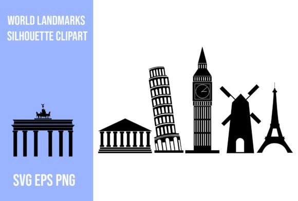 World Landmarks Silhouette Clipart: Graphics for Creative Projects